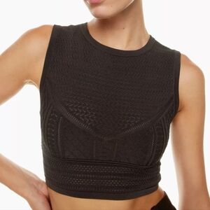 Babaton Pointelle Black Sleeveless Cropped Top